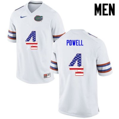 Men's Florida Gators #4 Brandon Powell NCAA Nike White USA Flag Fashion Authentic Stitched College Football Jersey IJK7262KX